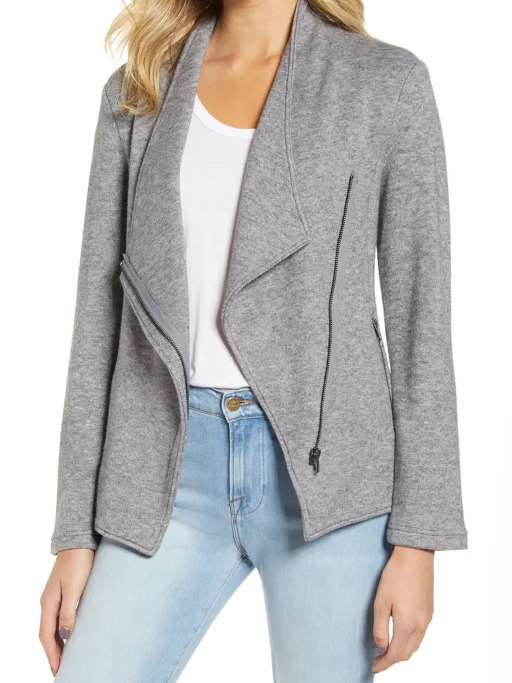 BB Dakota by Steve Madden Heather Gray Knit Zip Jacket